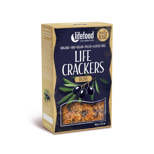 Lifefood Crackers olijf glutenvrij bio & raw 90g
